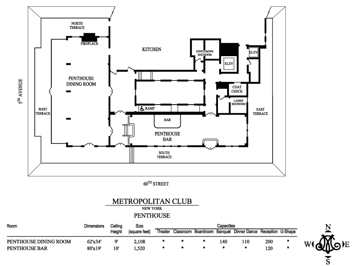 Floor Plans Capacities Metropolitan Club Of New York